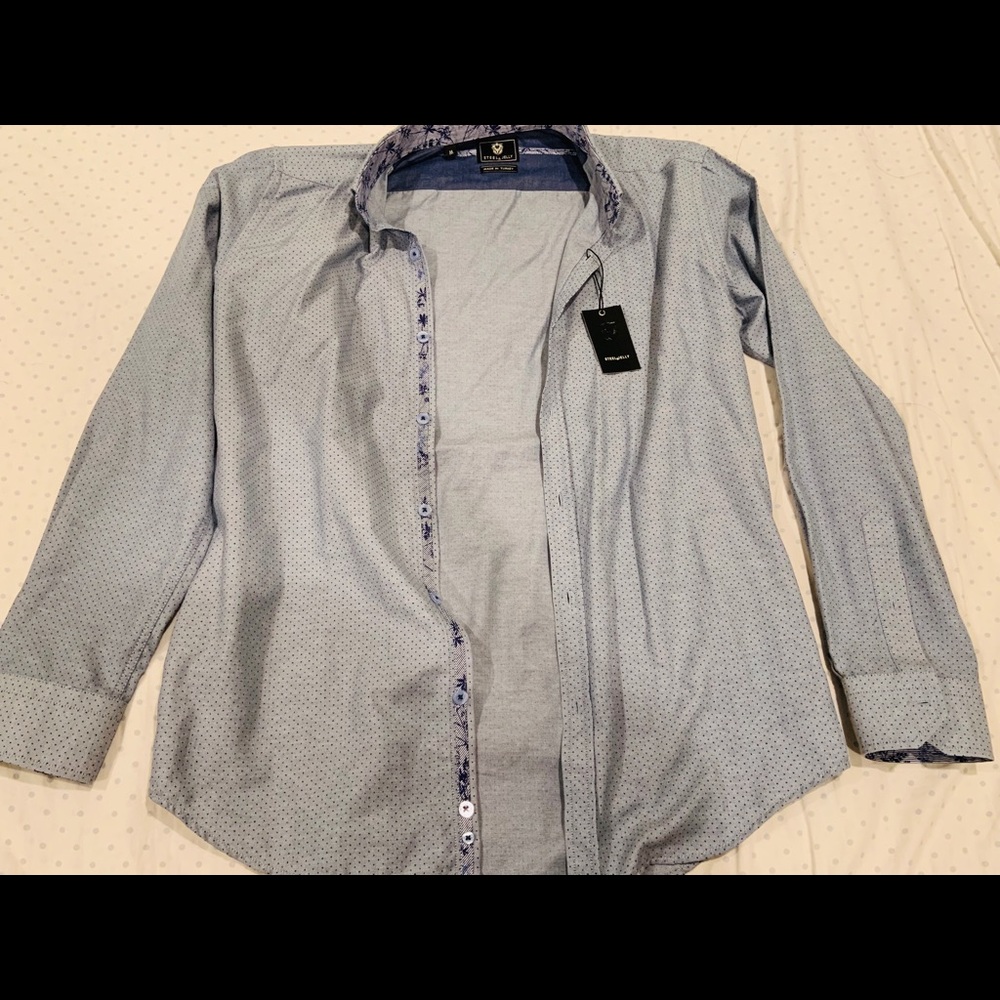 Steel & Jelly Blue Polka Dot Button-Up